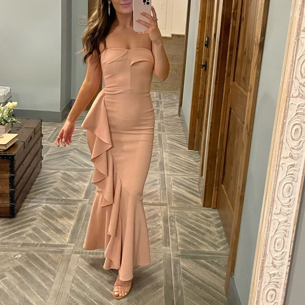 Dress The Population Dress Womens Extra Small Pink Evening Gown Ruffled Sweethea